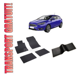 Set 5 covorase FORD FOCUS IV MHEV din 09.2018-PREZENT, cu covoras tunel median, CAROSERIE HATCHBACK, Presuri cauciuc 100%, compatibil cu autoturismul FORD FOCUS IV MHEV, Rigum
