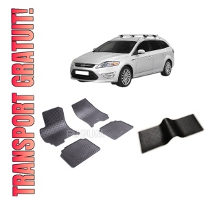 Set 5 covorase FORD MONDEO III din 2001-08.2007, cu covoras tunel median, CAROSERIE COMBI, Presuri cauciuc 100%, compatibil cu autoturismul FORD MONDEO III, Rigum