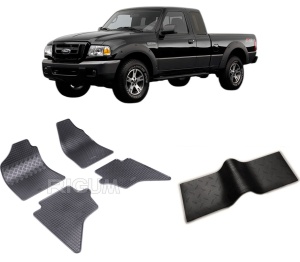 Set 5 covorase FORD RANGER din 2007-2011, cu covoras tunel median, CAROSERIE PICK-UP, Presuri cauciuc 100%, compatibil cu autoturismul FORD RANGER, Rigum - Img 2
