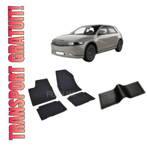 Set 5 covorase HYUNDAI IONIQ 5 din 2021-PREZENT, cu covoras tunel median, CAROSERIE HATCHBACK, Presuri cauciuc 100%, compatibil cu autoturismul HYUNDAI IONIQ 5, Rigum