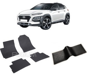 Set 5 covorase HYUNDAI KONA din 11.2017-03.2023, cu covoras tunel median, CAROSERIE SUV INCLUSIV FACELIFT, Presuri cauciuc 100%, compatibil cu autoturismul HYUNDAI KONA, Rigum - Img 2