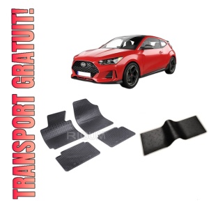 Set 5 covorase HYUNDAI VELOSTER din 07.2011-12.2016, cu covoras tunel median, CAROSERIE COUPE, Presuri cauciuc 100%, compatibil cu autoturismul HYUNDAI VELOSTER, Rigum