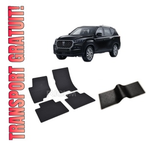 Set 5 covorase KGM REXTON din 2025-PREZENT, cu covoras tunel median, CAROSERIE SUV, Presuri cauciuc 100%, compatibil cu autoturismul KGM REXTON, Rigum