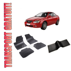 Set 5 covorase KIA CERATO I din 2004-2009, cu covoras tunel median, CAROSERIE SEDAN, Presuri cauciuc 100%, compatibil cu autoturismul KIA CERATO I, Rigum