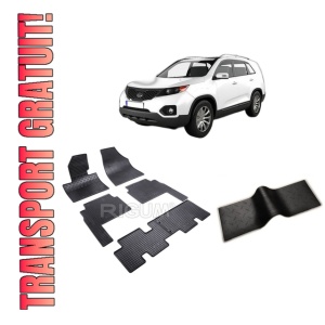 Set 5 covorase KIA SORENTO II din 2009-01.2015, cu covoras tunel median, CAROSERIE SUV 7 LOCURI, Presuri cauciuc 100%, compatibil cu autoturismul KIA SORENTO II, Rigum