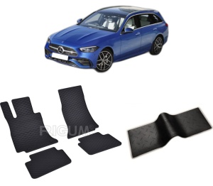 Set 5 covorase MERCEDES C-CLASS W206 PHEV din 10.2021-PREZENT, cu covoras tunel median, CAROSERIE COMBI, Presuri cauciuc 100%, compatibil cu autoturismul MERCEDES C-CLASS W206 PHEV, Rigum - Img 2