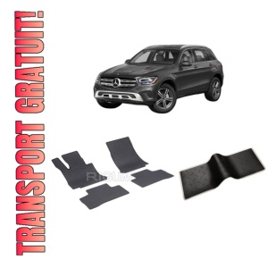 Set 5 covorase MERCEDES GLC X253 din 09.2015-2023, cu covoras tunel median, CAROSERIE SUV ELECTRIC, Presuri cauciuc 100%, compatibil cu autoturismul MERCEDES GLC X253, Rigum