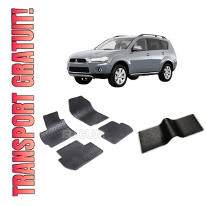 Set 5 covorase MITSUBISHI OUTLANDER II din 03.2007-08.2012, cu covoras tunel median, CAROSERIE SUV, Presuri cauciuc 100%, compatibil cu autoturismul MITSUBISHI OUTLANDER II, Rigum