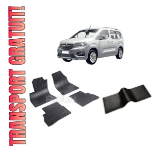 Set 5 covorase OPEL COMBO D din 2012-12.2017, cu covoras tunel median, CAROSERIE VAN 5 LOCURI, Presuri cauciuc 100%, compatibil cu autoturismul OPEL COMBO D, Rigum