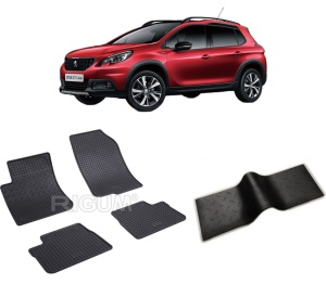 Set 5 covorase PEUGEOT 2008 I din 04.2013-12.2019, cu covoras tunel median, CAROSERIE SUV, Presuri cauciuc 100%, compatibil cu autoturismul PEUGEOT 2008 I, Rigum - Img 2