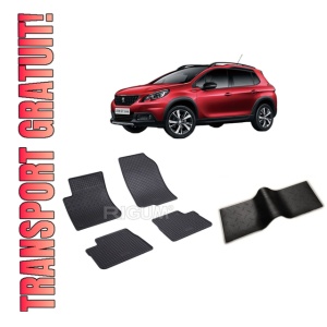 Set 5 covorase PEUGEOT 2008 I din 04.2013-12.2019, cu covoras tunel median, CAROSERIE SUV, Presuri cauciuc 100%, compatibil cu autoturismul PEUGEOT 2008 I, Rigum