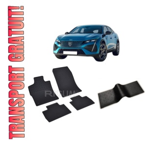 Set 5 covorase PEUGEOT 408 din 10.2022-PREZENT, cu covoras tunel median, CAROSERIE SUV, Presuri cauciuc 100%, compatibil cu autoturismul PEUGEOT 408, Rigum