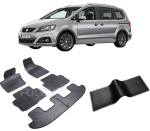 Set 5 covorase SEAT ALHAMBRA II din 09.2010-03.2022, cu covoras tunel median, CAROSERIE VAN 7 LOCURI, Presuri cauciuc 100%, compatibil cu autoturismul SEAT ALHAMBRA II, Rigum - Img 2