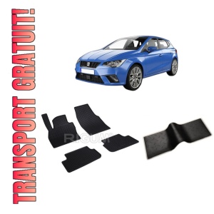 Set 5 covorase SEAT IBIZA V din 06.2017-PREZENT, cu covoras tunel median, CAROSERIE HATCHBACK 6F/KJ1, Presuri cauciuc 100%, compatibil cu autoturismul SEAT IBIZA V, Rigum