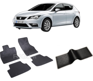 Set 5 covorase SEAT LEON E-HYBRID din 2020-PREZENT, cu covoras tunel median, CAROSERIE HATCHBACK HYBRID, Presuri cauciuc 100%, compatibil cu autoturismul SEAT LEON E-HYBRID, Rigum - Img 2