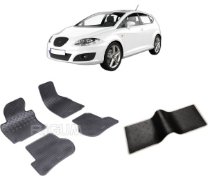 Set 5 covorase SEAT LEON II 1P din 07.2005-2012, cu covoras tunel median, CAROSERIE HATCHBACK, Presuri cauciuc 100%, compatibil cu autoturismul SEAT LEON II 1P, Rigum - Img 2