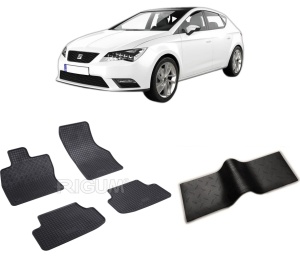Set 5 covorase SEAT LEON III 5F din 11.2012-02.2020, cu covoras tunel median, CAROSERIE HATCHBACK, Presuri cauciuc 100%, compatibil cu autoturismul SEAT LEON III 5F, Rigum - Img 2