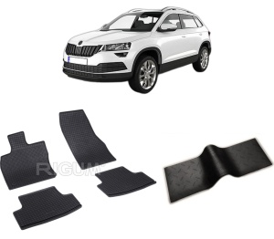 Set 5 covorase SKODA KAROQ din 2017-PREZENT, cu covoras tunel median, CAROSERIE SUV, Presuri cauciuc 100%, compatibil cu autoturismul SKODA KAROQ, Rigum - Img 2