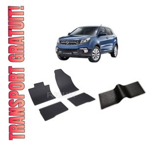 Set 5 covorase SSANG YONG KORANDO IV din 09.2019-PREZENT, cu covoras tunel median, CAROSERIE SUV, Presuri cauciuc 100%, compatibil cu autoturismul SSANG YONG KORANDO IV, Rigum