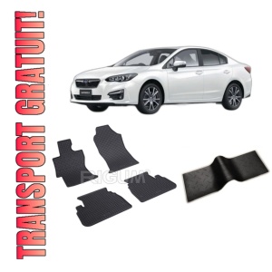 Set 5 covorase SUBARU IMPREZA V din 09.2017-2023, cu covoras tunel median, CAROSERIE SEDAN, Presuri cauciuc 100%, compatibil cu autoturismul SUBARU IMPREZA V, Rigum