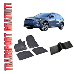 Set 5 covorase SUBARU SOLTERRA EA10 din 2022-PREZENT, cu covoras tunel median, CAROSERIE SUV, Presuri cauciuc 100%, compatibil cu autoturismul SUBARU SOLTERRA EA10, Rigum