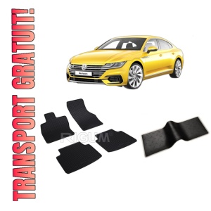 Set 5 covorase VOLKSWAGEN ARTEON din 06.2017-PREZENT, cu covoras tunel median, CAROSERIE SEDAN, Presuri cauciuc 100%, compatibil cu autoturismul VOLKSWAGEN ARTEON, Rigum