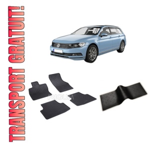 Set 5 covorase VOLKSWAGEN PASSAT B8 din 12.2014-12.2021, cu covoras tunel median, CAROSERIE COMBI, Presuri cauciuc 100%, compatibil cu autoturismul VOLKSWAGEN PASSAT B8, Rigum