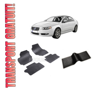 Set 5 covorase VOLVO S 80 II din 03.2006-09.2016, cu covoras tunel median, CAROSERIE SEDAN, Presuri cauciuc 100%, compatibil cu autoturismul VOLVO S 80 II, Rigum