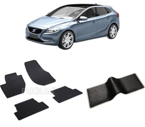 Set 5 covorase VOLVO V 40 II din 07.2012-07.2019, cu covoras tunel median, CAROSERIE HATCHBACK, Presuri cauciuc 100%, compatibil cu autoturismul VOLVO V 40 II, Rigum - Img 2