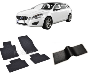 Set 5 covorase VOLVO V 60 II din 07.2018-PREZENT, cu covoras tunel median, CAROSERIE COMBI, Presuri cauciuc 100%, compatibil cu autoturismul VOLVO V 60 II, Rigum - Img 2