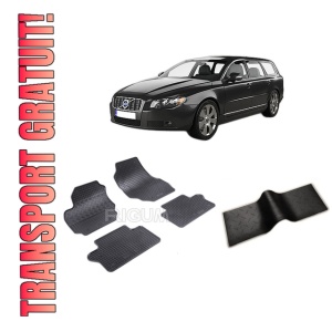 Set 5 covorase VOLVO V 70 III din 09.2007-2016, cu covoras tunel median, CAROSERIE COMBI, Presuri cauciuc 100%, compatibil cu autoturismul VOLVO V 70 III, Rigum