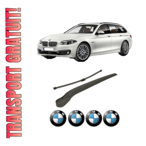 Set brat stergator spate cu lamela pentru BMW Seria 5 Touring (F11) din 2009-2017, pentru spate, din cauciuc siliconat rezistent, 4 stickere auto BMW Seria