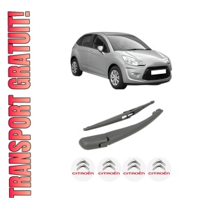 Set brat stergator spate cu lamela pentru CITROEN C3 II (SC_) din 2009-2016, pentru spate, din cauciuc siliconat rezistent, 4 stickere auto CITROEN