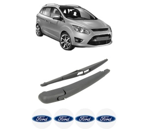Set brat stergator spate cu lamela pentru FORD C-MAX II (DXA/CB7, DXA/CEU) din 2010-2019, pentru spate, din cauciuc siliconat rezistent, 4 stickere auto FORD v1970