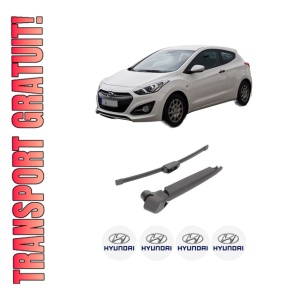 Set brat stergator spate cu lamela pentru HYUNDAI i30 Coupe din 2013-2017, pentru spate, din cauciuc siliconat rezistent, 4 stickere auto HYUNDAI