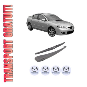 Set brat stergator spate cu lamela pentru MAZDA 3 Saloon (BK) din 2003-2009, pentru spate, din cauciuc siliconat rezistent, 4 stickere auto MAZDA