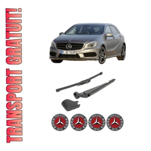 Set brat stergator spate cu lamela pentru MERCEDES-BENZ A-CLASS (W176) din 2012-2018, pentru spate, din cauciuc siliconat rezistent, 4 stickere auto MERCEDES-BENZ