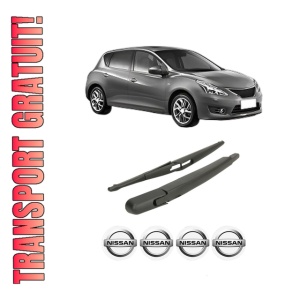 Set brat stergator spate cu lamela pentru NISSAN PULSAR Hatchback (C13) din 2012-2015, pentru spate, din cauciuc siliconat rezistent, 4 stickere auto NISSAN