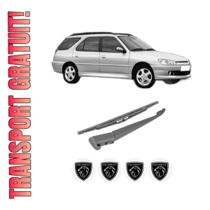 Set brat stergator spate cu lamela pentru PEUGEOT 306 Break (7E, N3, N5) din 1997-2002, pentru spate, din cauciuc siliconat rezistent, 4 stickere auto PEUGEOT