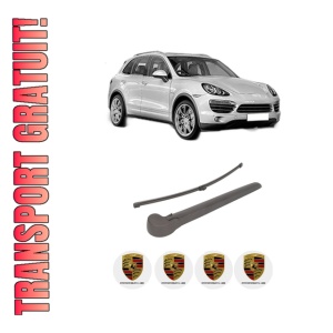 Set brat stergator spate cu lamela pentru PORSCHE CAYENNE (92A) din 2010-2018, pentru spate, din cauciuc siliconat rezistent, 4 stickere auto PORSCHE