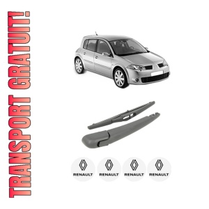 Set brat stergator spate cu lamela pentru RENAULT MEGANE II (BM0/1_, CM0/1_) din 2002-2009, pentru spate, din cauciuc siliconat rezistent, 4 stickere auto RENAULT