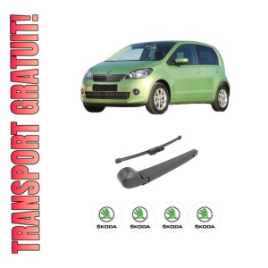 Set brat stergator spate cu lamela pentru SKODA CITIGO (NF1) din 2011-2019, pentru spate, din cauciuc siliconat rezistent, 4 stickere auto SKODA