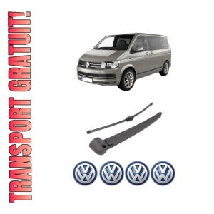 Set brat stergator spate cu lamela pentru Volkswagen MULTIVAN T5 (7HM, 7HN, 7HF, 7EF, 7EM, 7EN) din 2006-2015, pentru spate, din cauciuc siliconat rezistent, 4 stickere auto Volkswagen