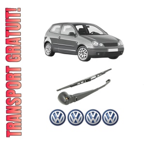 Set brat stergator spate cu lamela pentru Volkswagen POLO IV (9N_, 9A_) din 2001-2009, pentru spate, din cauciuc siliconat rezistent, 4 stickere auto Volkswagen