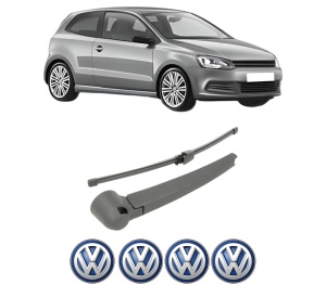 Set brat stergator spate cu lamela pentru Volkswagen POLO V (6R1, 6C1) din 2009-2022, pentru spate, din cauciuc siliconat rezistent, 4 stickere auto Volkswagen v252