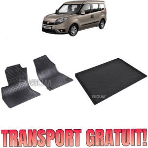 Set Covorase Auto Si Tavita Portbagaj FIAT DOBLO II din 2010 - 06.2022, caroserie van 2 locuri, AMPATAMENT L1, 5 LOCURI
