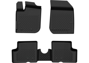 Set covorase Dacia Duster I 4x2 din 2010 - 2013, covorase presuri tavita auto, cu tunel median intermediar din cauciuc thermoplastic, 4 Stickere auto cu Dacia - Img 3