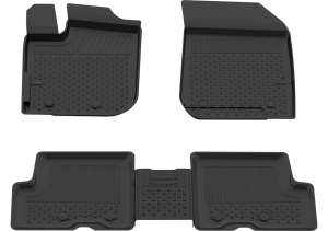 Set covorase Dacia Duster II din 2018 - 2024, covorase presuri tavita auto, cu tunel median intermediar din cauciuc thermoplastic, 4 Stickere auto cu Dacia - Img 3