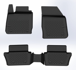 Set covorase Ford Fiesta din 2008 - 2016, covorase presuri tavita auto, cu tunel median intermediar din cauciuc thermoplastic, 4 Stickere auto cu Ford - Img 3