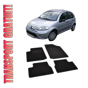 Set covorase mocheta Citroen C3 Mk.1 2002-2009, din mocheta, compatibile cu autoturismul Citroen C3 Mk.1